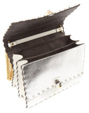 'Kan I' Floral-Appliqu̩ Leather Shoulder Bag - White/Silver