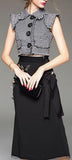 Plaid Faux-Button Crop Top & Black Embellished Skirt - DESIGNER INSPIRED FASHIONS