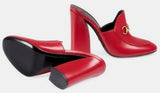 Princetown Leather High-Heel Mule in Red - DESIGNER INSPIRED FASHIONS
