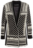 Bead & Crystal Embellished Long Black Velour Jacket - DESIGNER INSPIRED FASHIONS