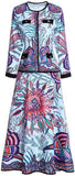 Printed Top & Skirt Set in Blue
