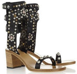 'Carol' Studded Sandals in Black or White - DESIGNER INSPIRED FASHIONS