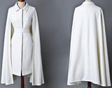 Belted White Cape-Coat - DESIGNER INSPIRED FASHIONS