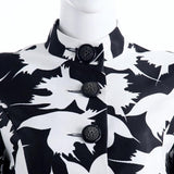 Long Bird Printed Coat in Black & White - DESIGNER INSPIRED FASHIONS