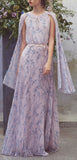 Printed Plisse Cape Dress