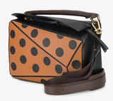 Brown Puzzle Polka-dot Shoulder Bag