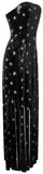 Black Strapless Sequined Fringed Gown