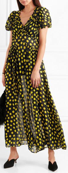 Shirred Polka-Dot Silk-Georgette Maxi Dress *Low Stock*