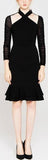 Black Sheer-Sleeve Halter Dress