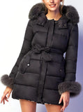 Fur-Trim Puffer Coat in Black - DESIGNER INSPIRED FASHIONS