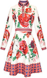Floral Print Mini Polo-Dress, White