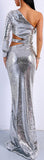 Cut-Out Sequin-Embellished Gown
