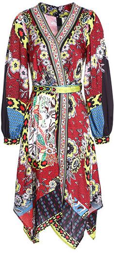 Scarf-Print Asymmetrical Dress