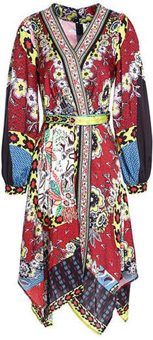 Scarf-Print Asymmetrical Dress