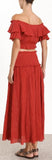 'Veneto' Off-the-Shoulder Draw Top and Shirred-Waist Skirt Set | DESIGNER INSPIRED FASHIONS