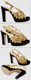 Velvet and Leather Sandal with Crystals | DESIGNER INSPIRED FASHIONS