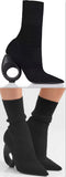 Knitted Boots with Sculpted Heel, Black