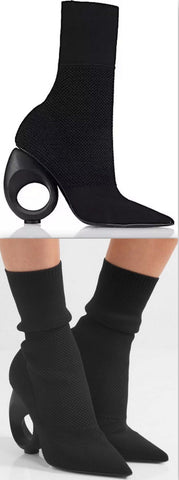 Knitted Boots with Sculpted Heel, Black