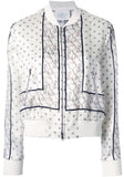 Foulard Printed Satin Bomber Jacket in White - DESIGNER INSPIRED FASHIONS