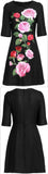 Roses Printed Mini Dress in Black
