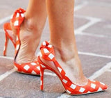 Gingham Slingback Sandals - (Orange, Blue, Red, Green) - DESIGNER INSPIRED FASHIONS