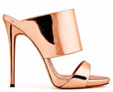 Metallic Stiletto Mule Slide - Silver, Rose Gold, Gold, Python Effect Gold
