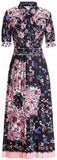 Floral-Printed Short-Sleeve Western Shirt-Dress - Back or Blue