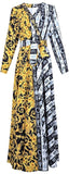 Baroque-Print Wrap Maxi Dress