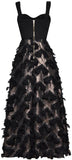 'Abilene' Fringed Star-Print Black Bustier Gown