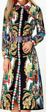 Embellished Collar Print Shirt-Dress