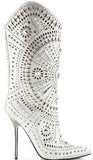 'Chelsea' Studded Embellished Stiletto Boots in Black or White - DESIGNER INSPIRED FASHIONS