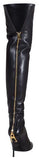 Zipper-Heel Over-the-Knee Leather Boot