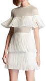 Crepe Fringe Mini Dress, White