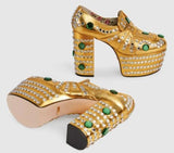'Amilina' Embellished Platform Loafer - Black, Red, Metallic Gold | DESIGNER INSPIRED FASHIONS