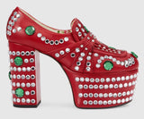 'Amilina' Embellished Platform Loafer - Black, Red, Metallic Gold | DESIGNER INSPIRED FASHIONS
