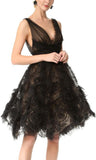 Black Embroidered Tulle Fit & Flare Dress