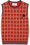 Appliquéd Checked Wool Vest
