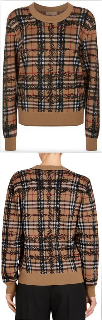 Scribble Check Printed Sweater