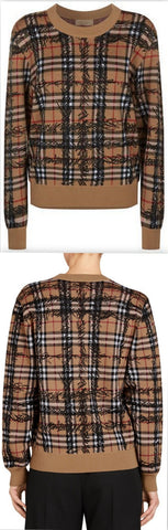Scribble Check Printed Sweater