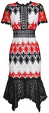Asymmetrical Lace Macrame Midi Dress