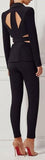 Black Cut-Out Stretch Jacket & Pant Set - DESIGNER INSPIRED FASHIONS