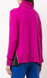 Pleated Turtleneck Sweater, Fuchsia