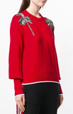 Crystal Embellished Sweater, Red