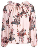 Cat and Floral Print Blouse