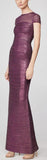 Tulle Applique Metallic Gown - Purple, Black, Beige/Gold