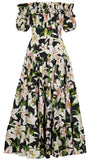 Long Lily Print Poplin Dress