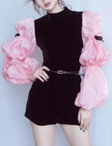 Long Puff-Sleeve Playsuit