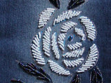 Rose Embellished Flared Jeans in Black or Blue - DESIGNER INSPIRED FASHIONS