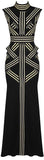 Ring-Embellished Striped Stretch Gown
