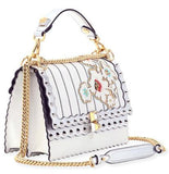 'Kan I' Floral-Appliqu̩ Leather Shoulder Bag - White/Silver